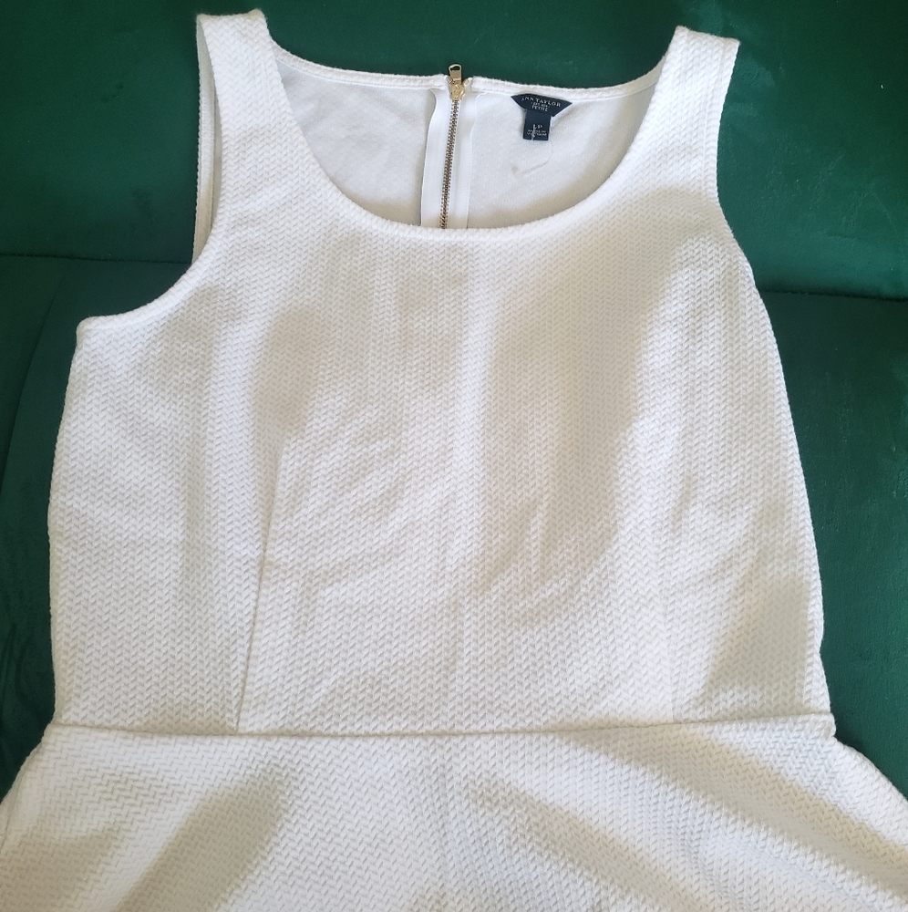 NWOT Ann Taylor White Peplum Top Large Petite